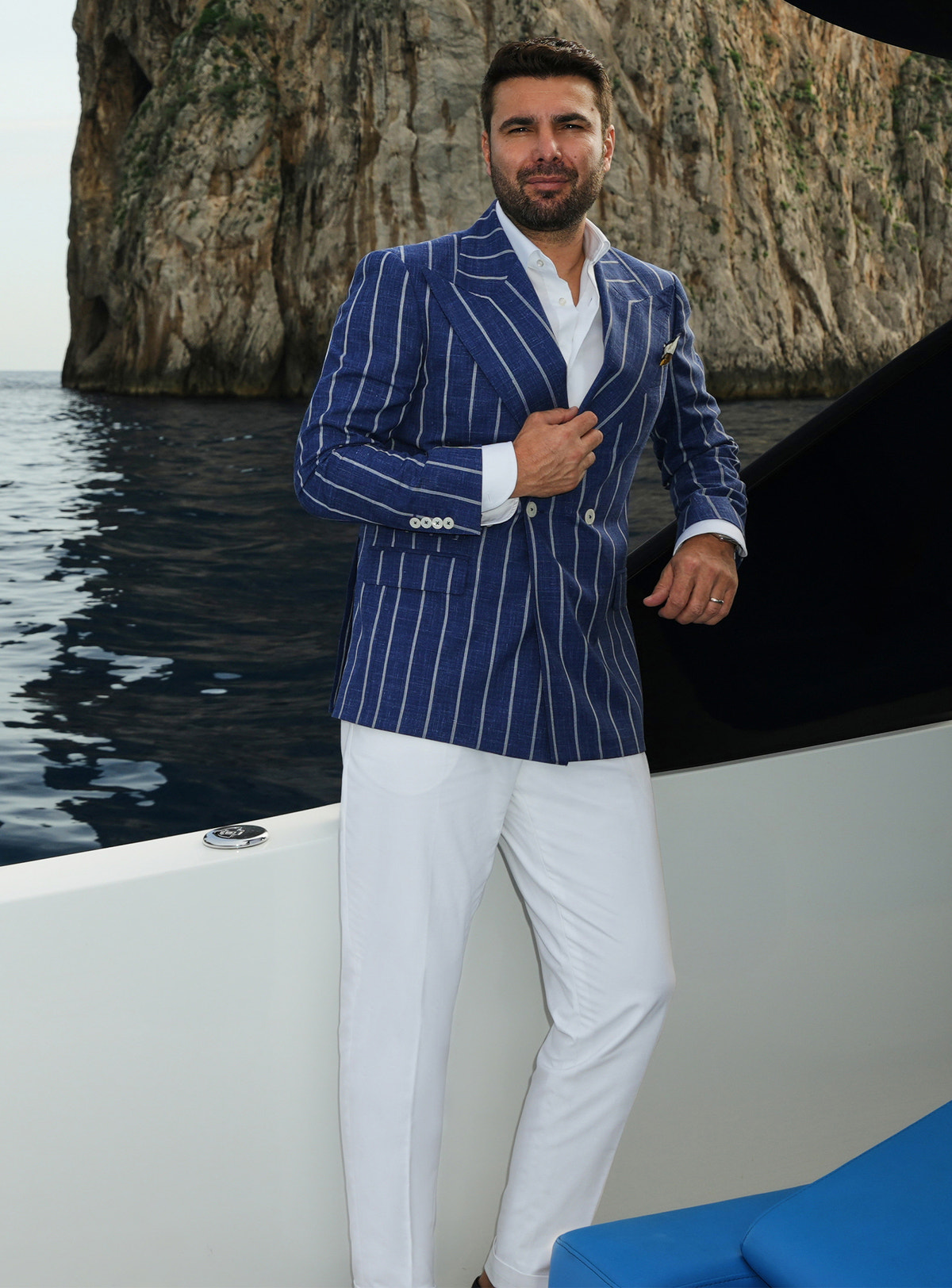 Capri Stripes – Custom Made Double-Breasted Blazer Look