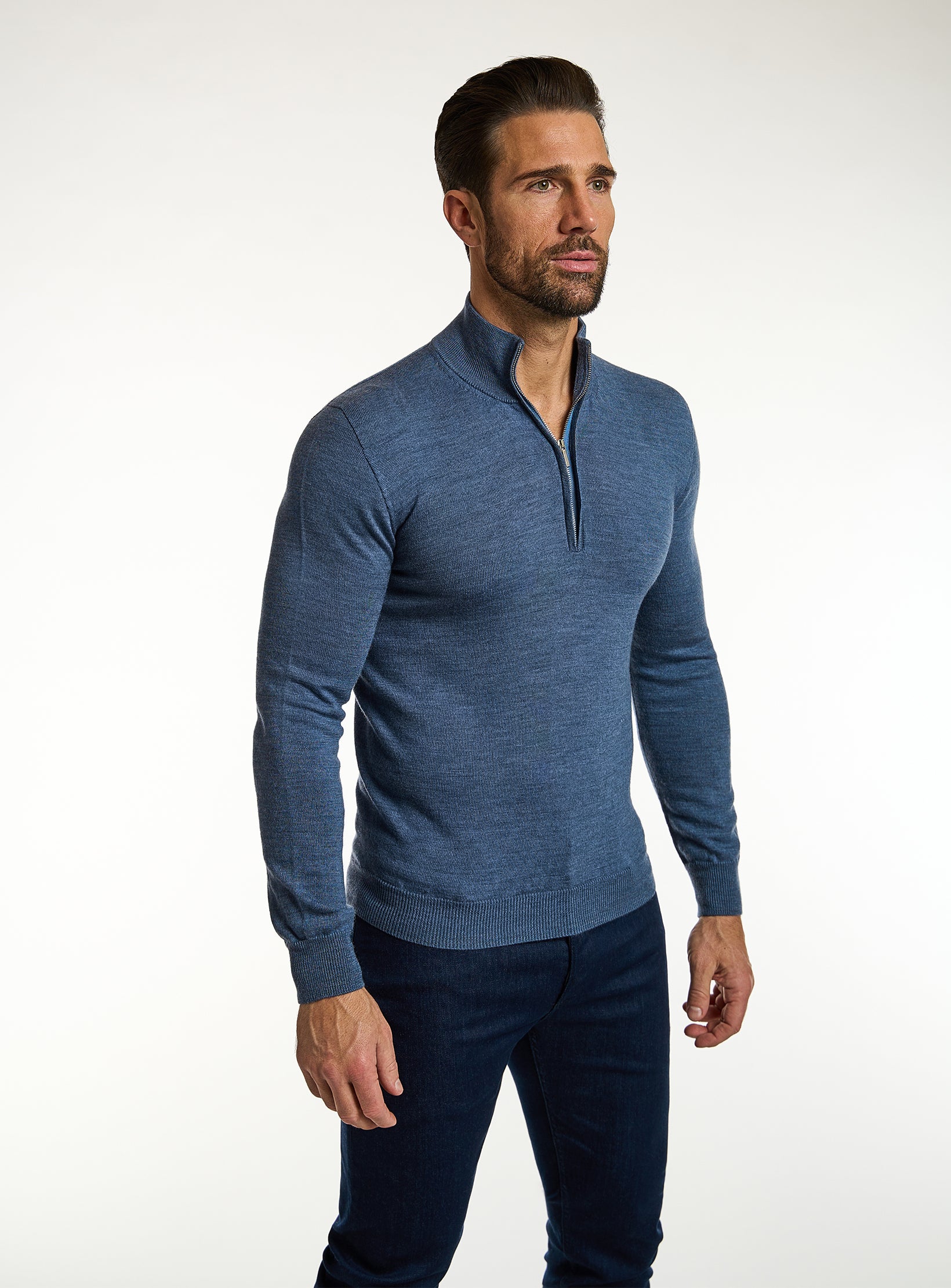 Refined Knit Cashmere & Cotton Half Zip