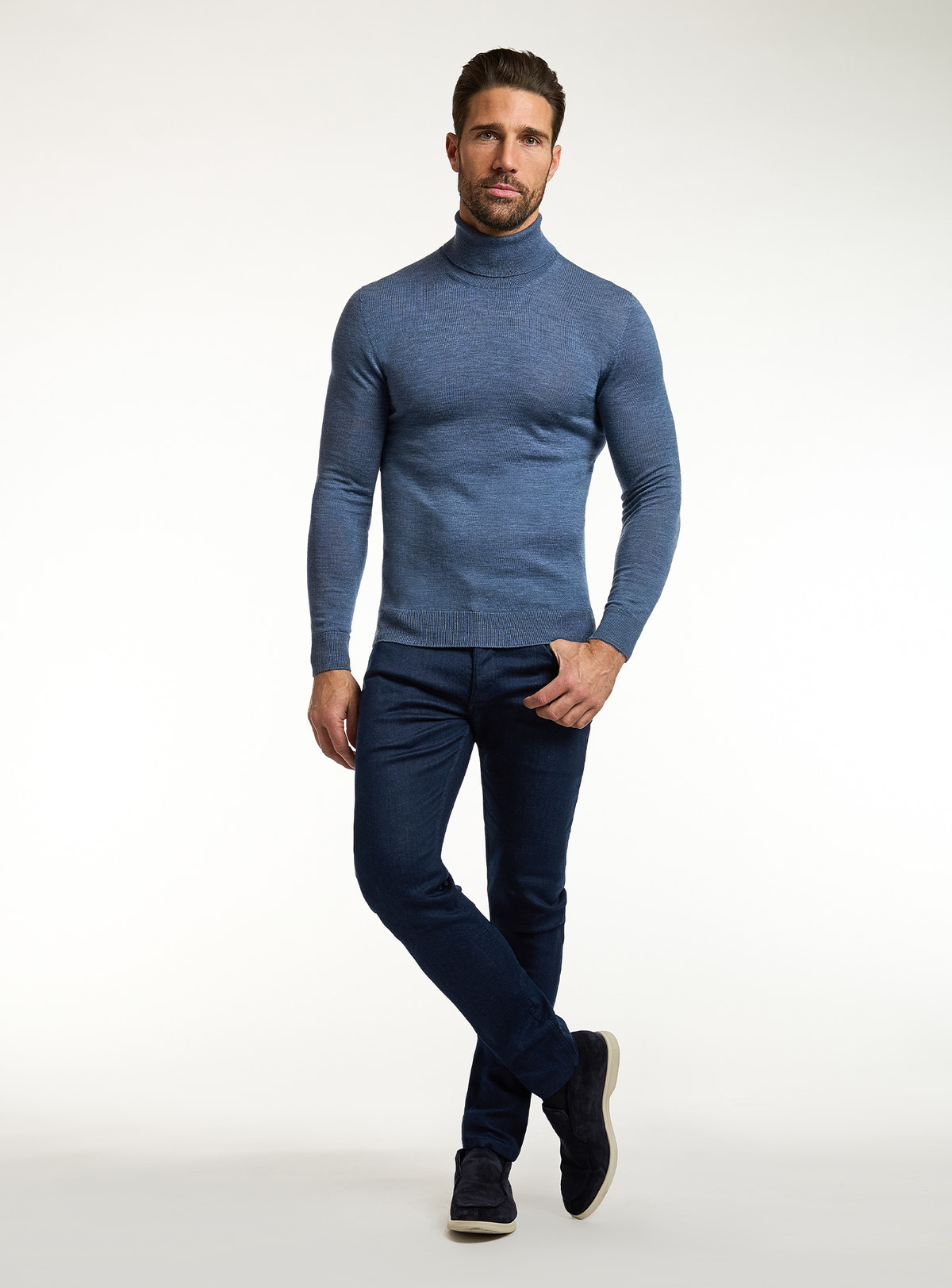 Maletă Consiglieri albastră cu jeans bleumarin