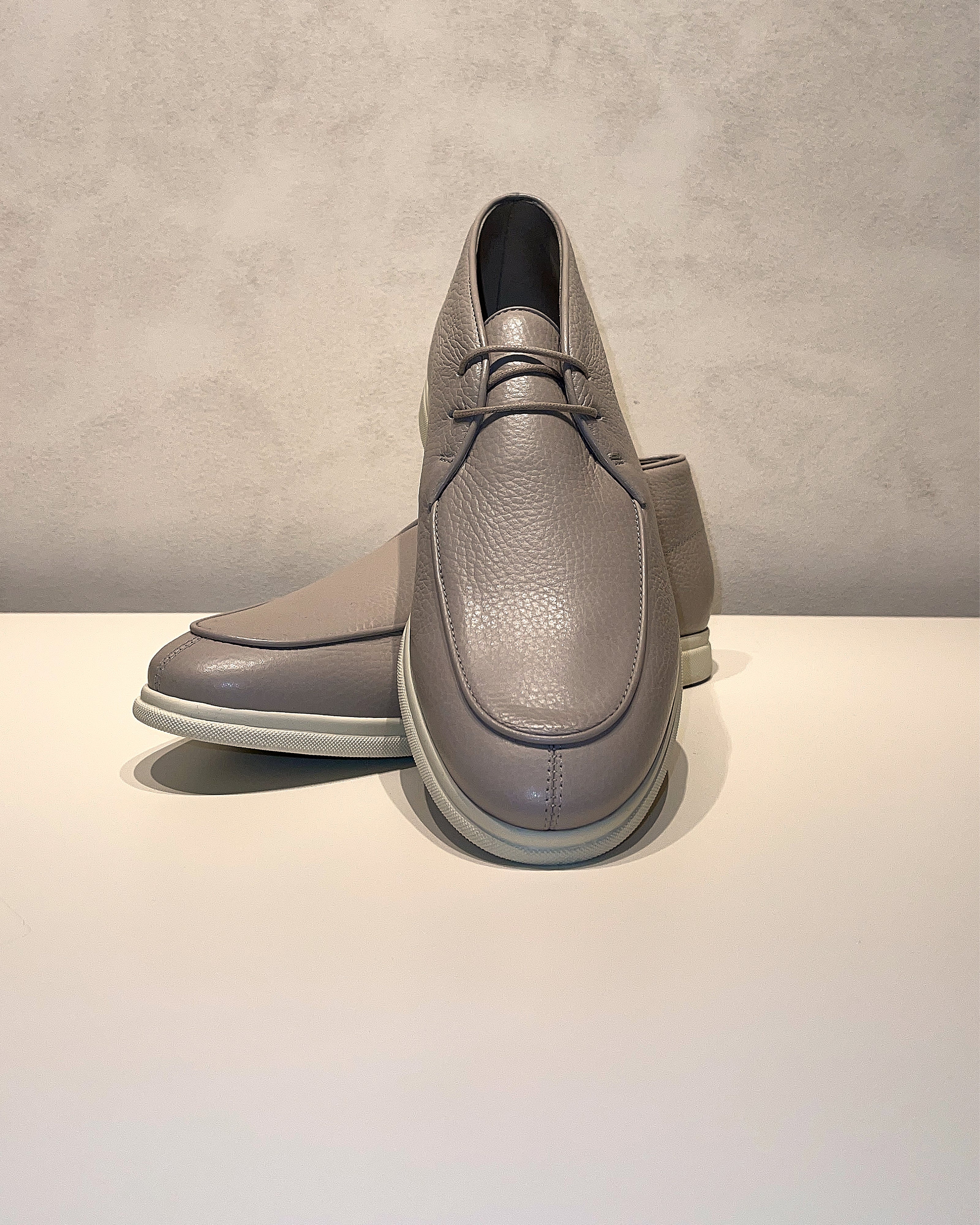Stone Grey Grained Elegance Premium Loafers