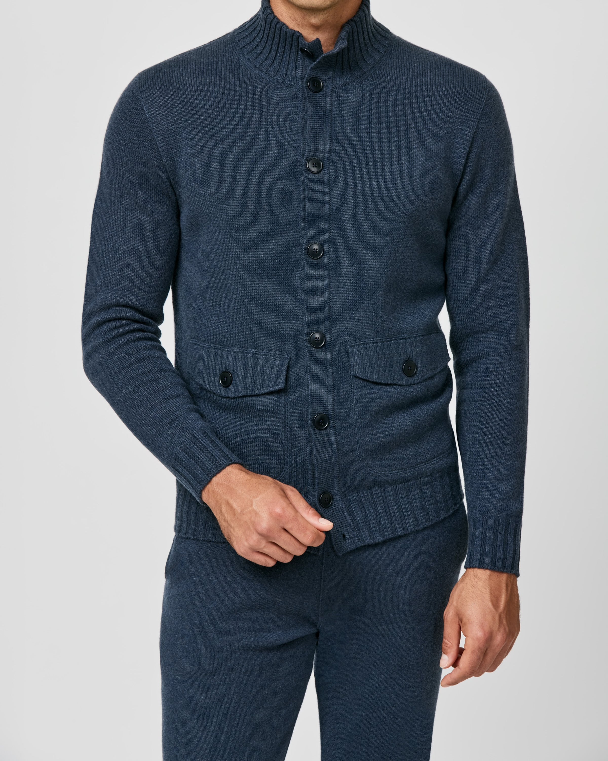 Cardingan Knit Blue Dark Petrol Cashmere