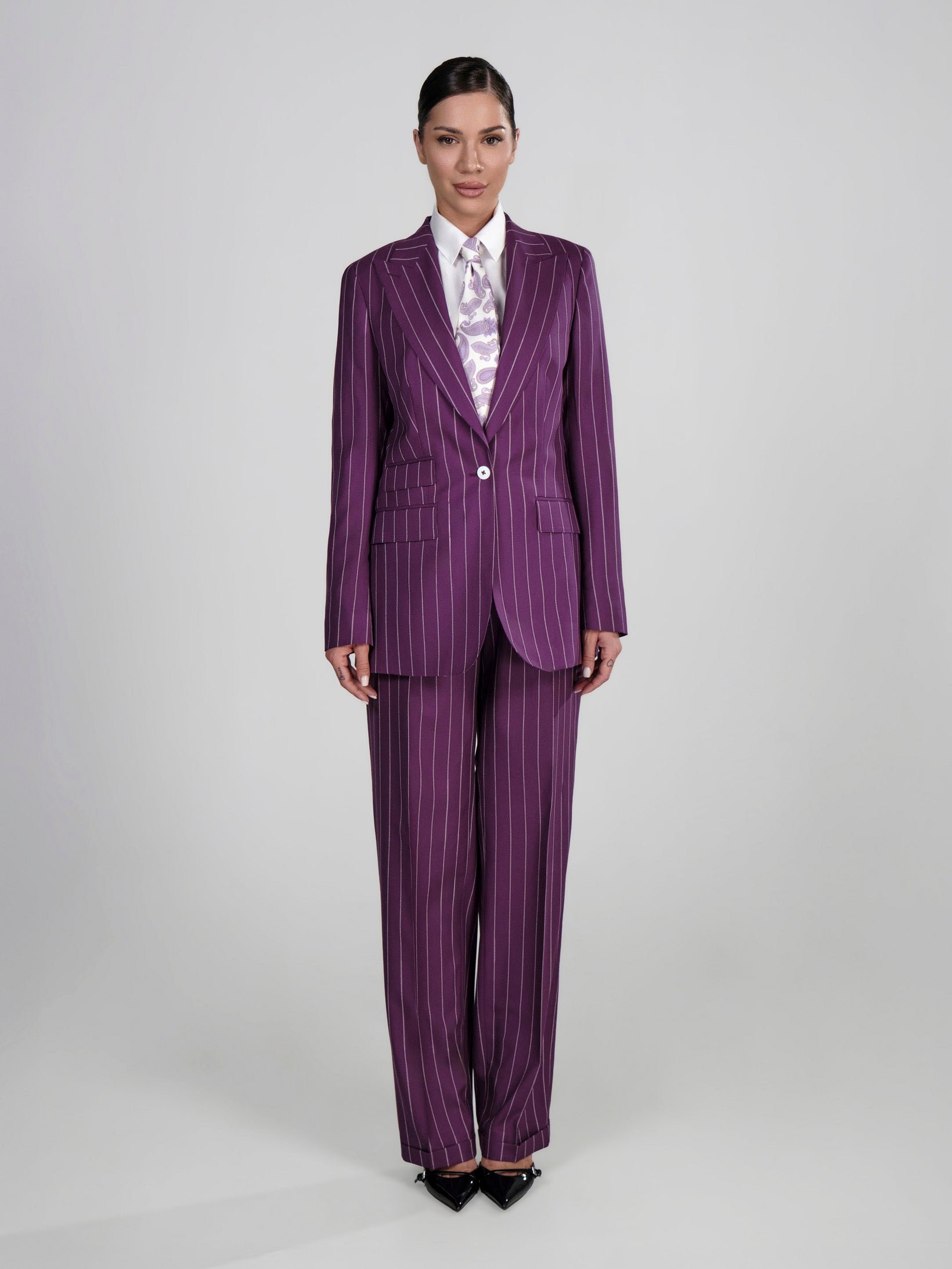Imperial Amethyst Pinstripe Suit