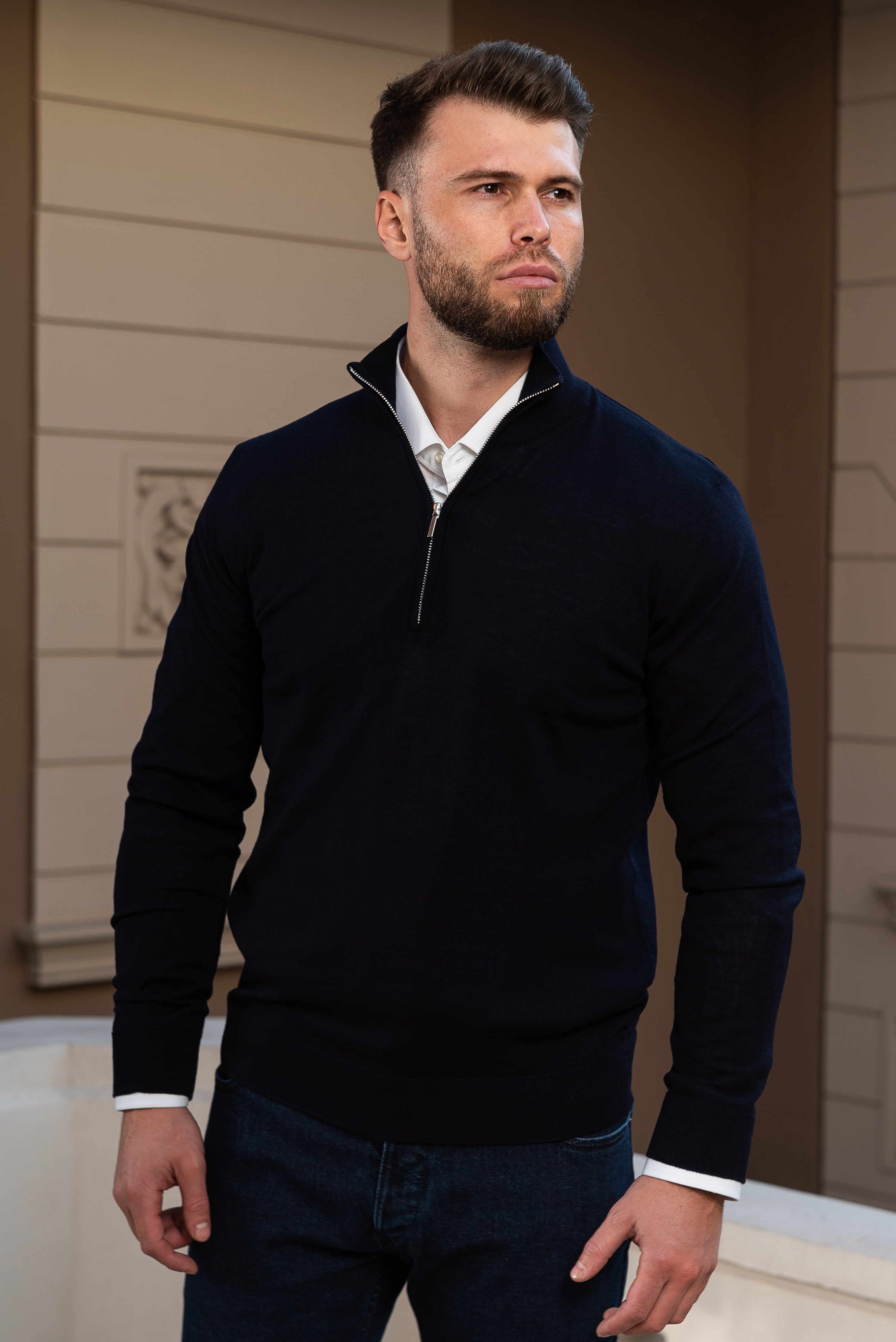 Knit Half Zip Midnight Blue Consiglieri