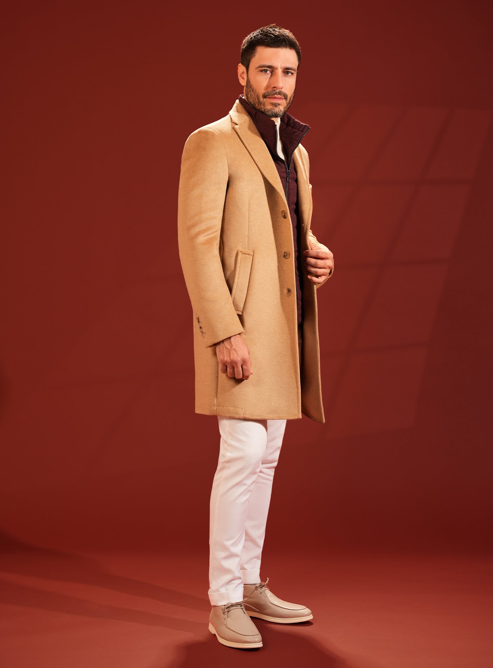 The Savile Row Camel Overcoat