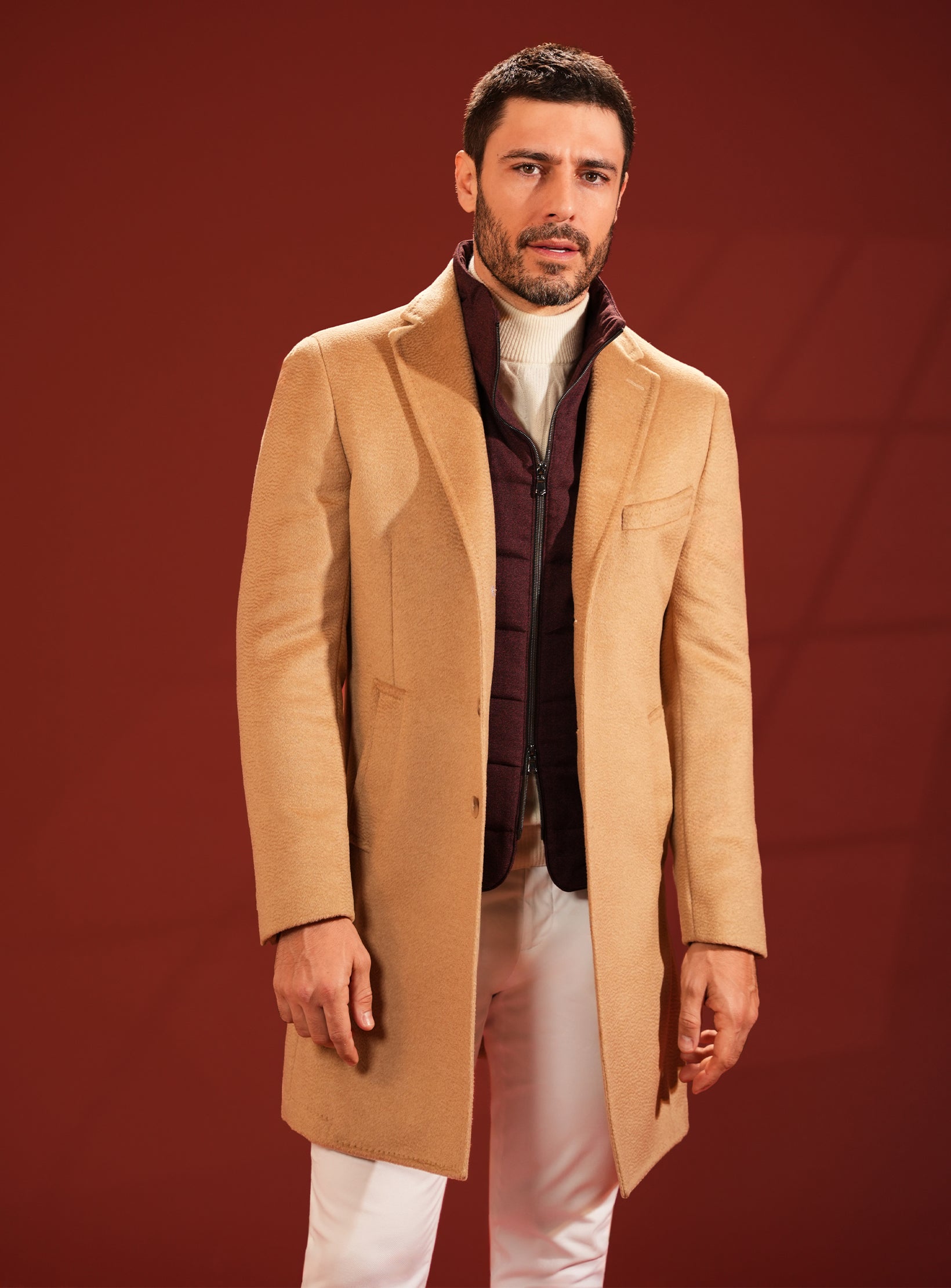 The Savile Row Camel Overcoat