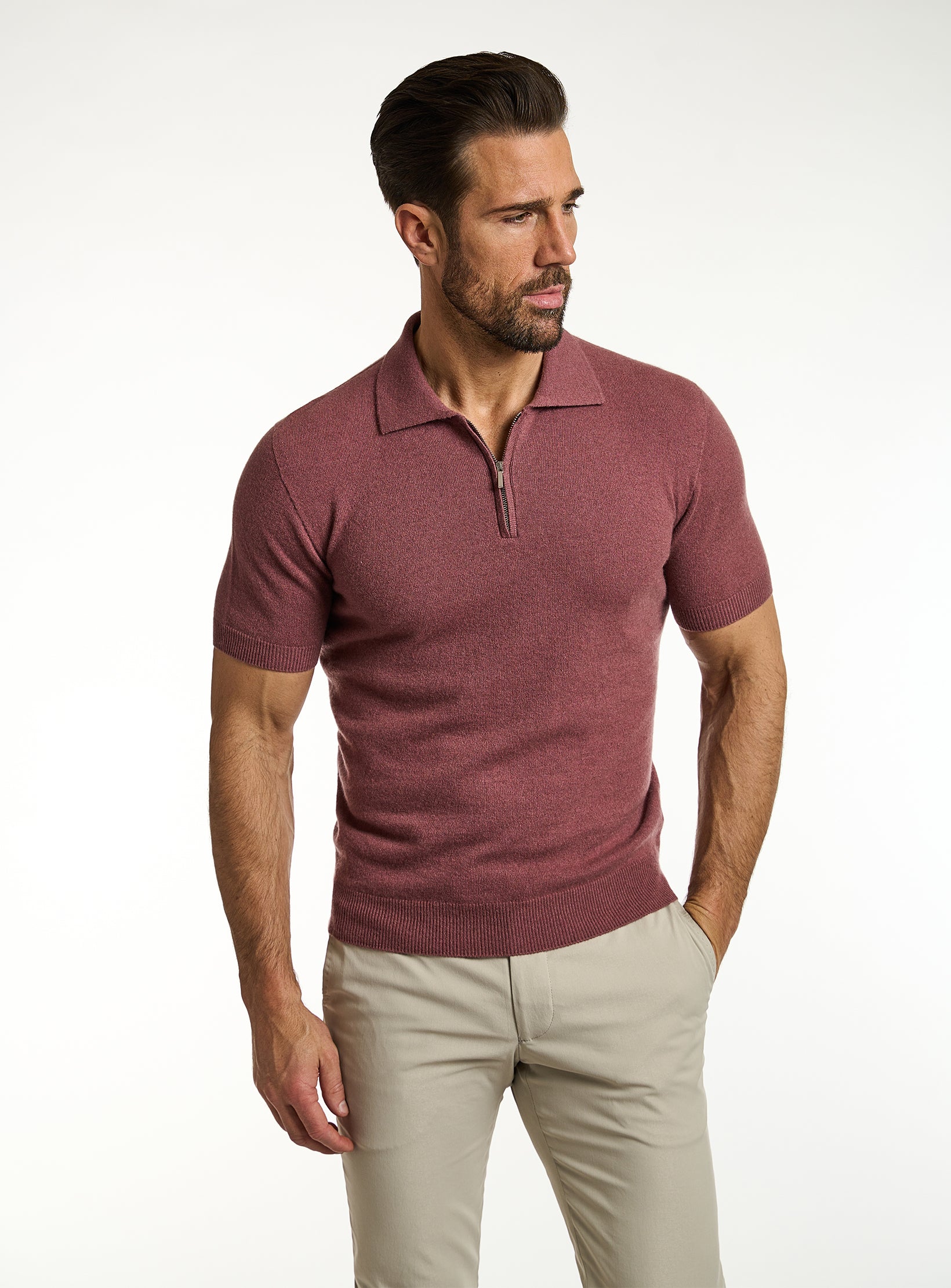 Refined T-Shirt Cashmere & Cotton Half Zip