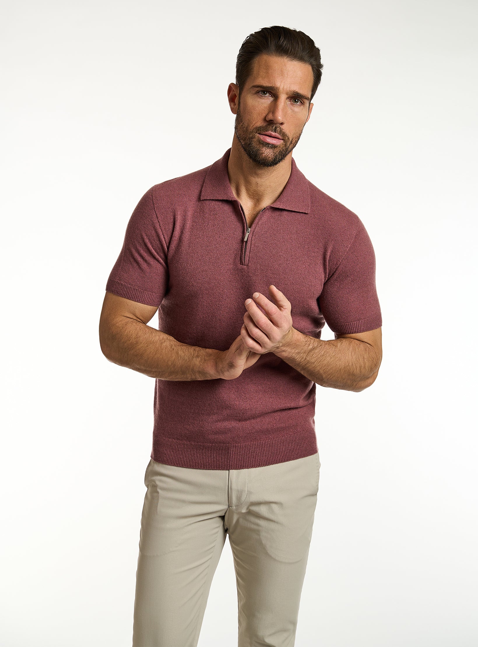 Refined T-Shirt Cashmere & Cotton Half Zip