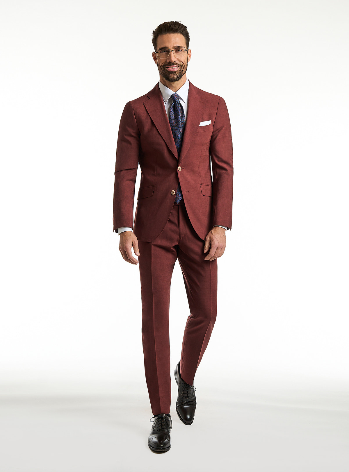 Costum Napoli Luxury Consiglieri bordo cu cămașă albă și cravată închisă