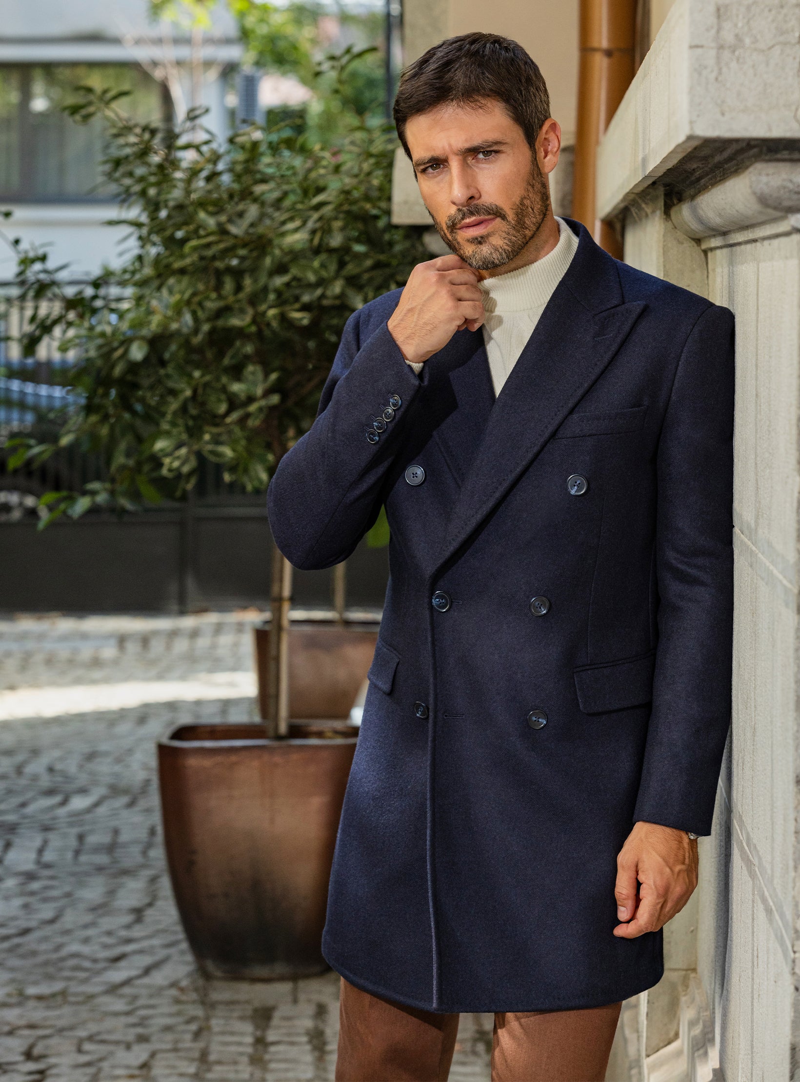 The Navy Nobility: Luxurious Wool Overcoat