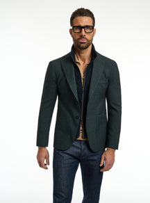Sacou Consiglieri verde închis cu interior cu fermoar și jeans bleumarin