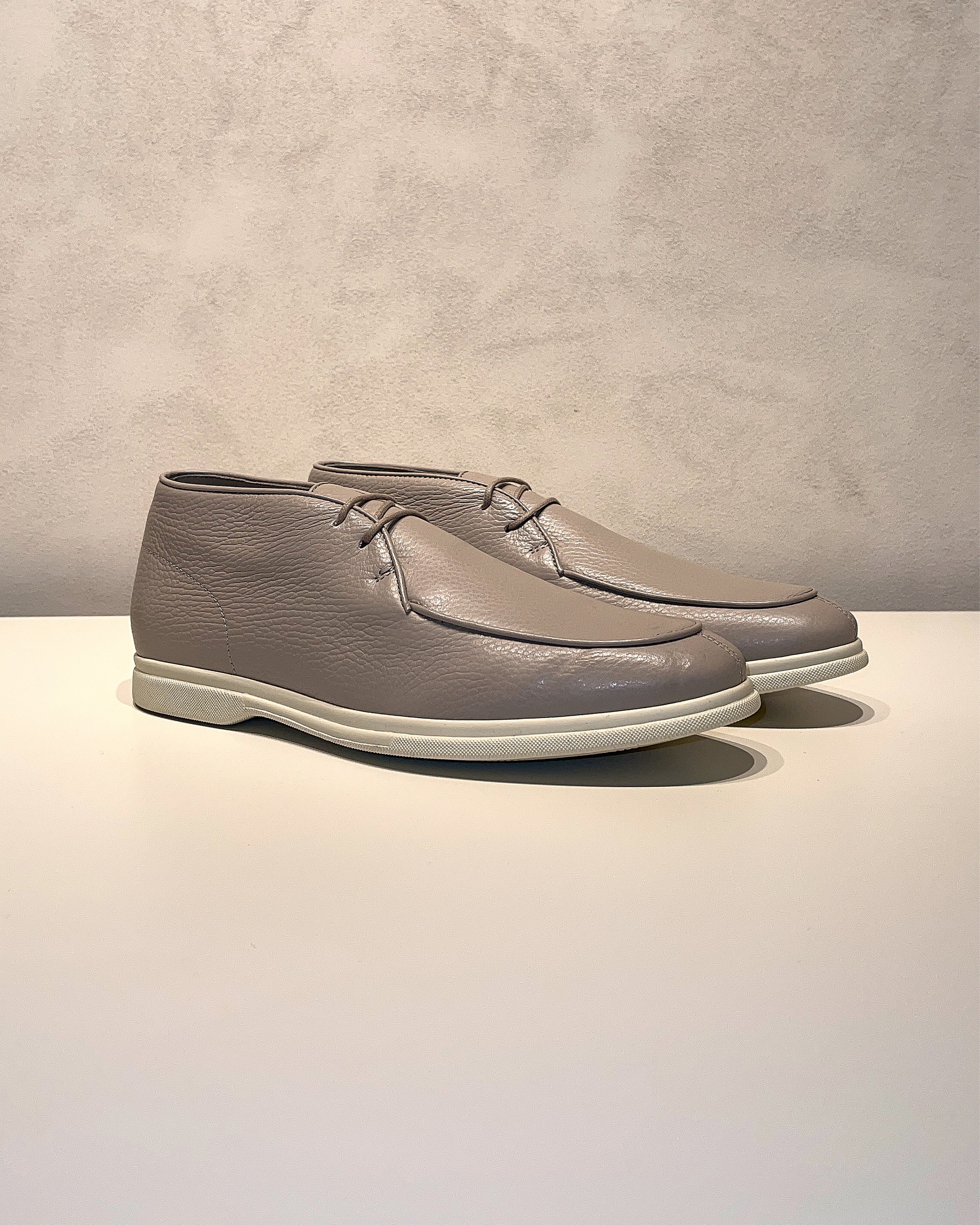 Stone Grey Grained Elegance Premium Loafers