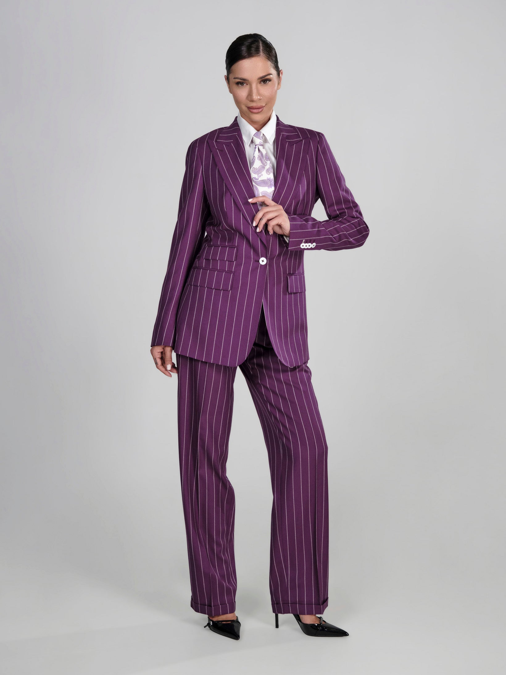 Imperial Amethyst Pinstripe Suit