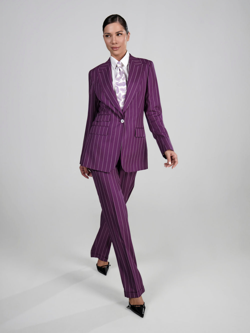 Imperial Amethyst Pinstripe Suit Privée