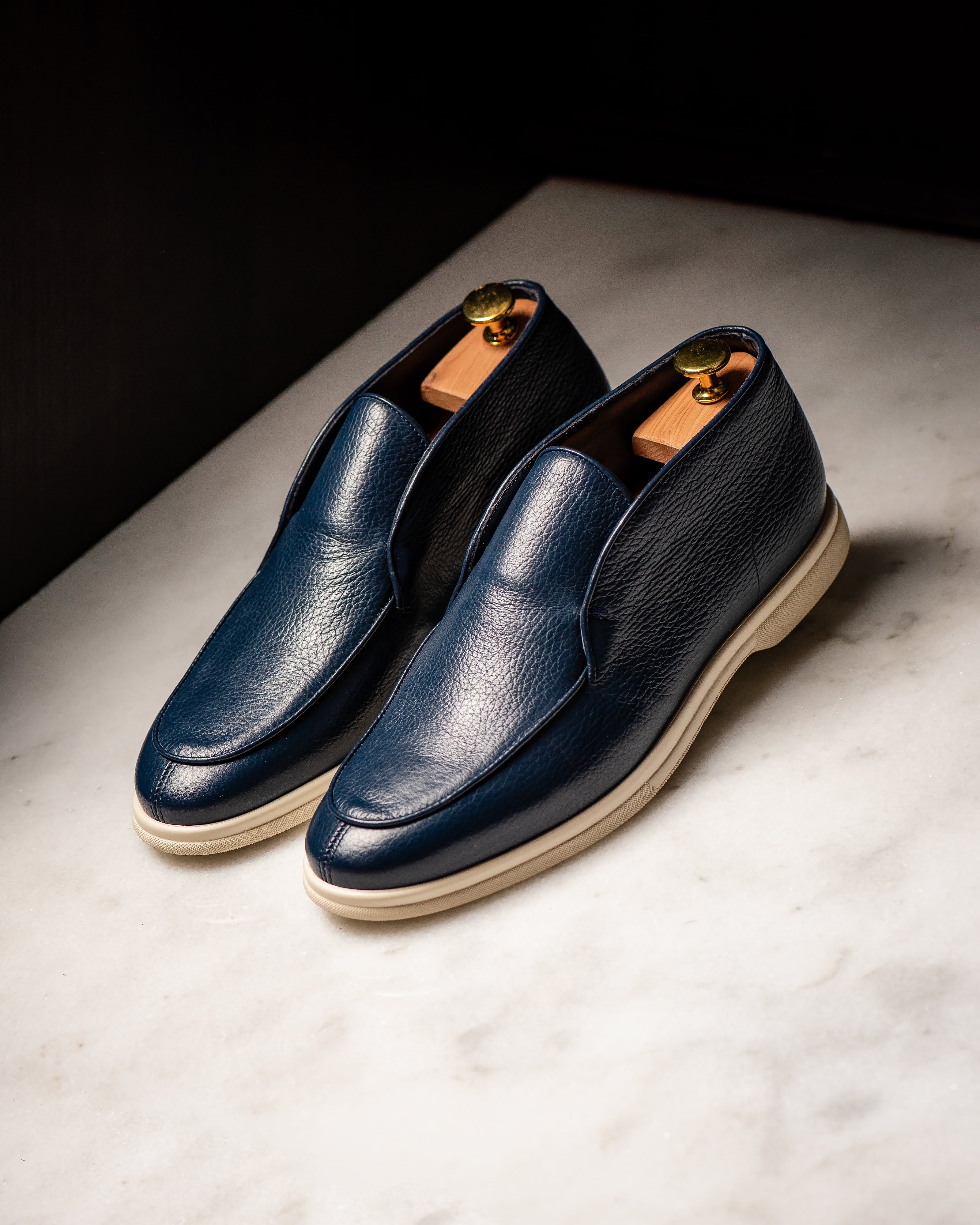 City Loafers - Mid Top in Grain Leather Navy Blue