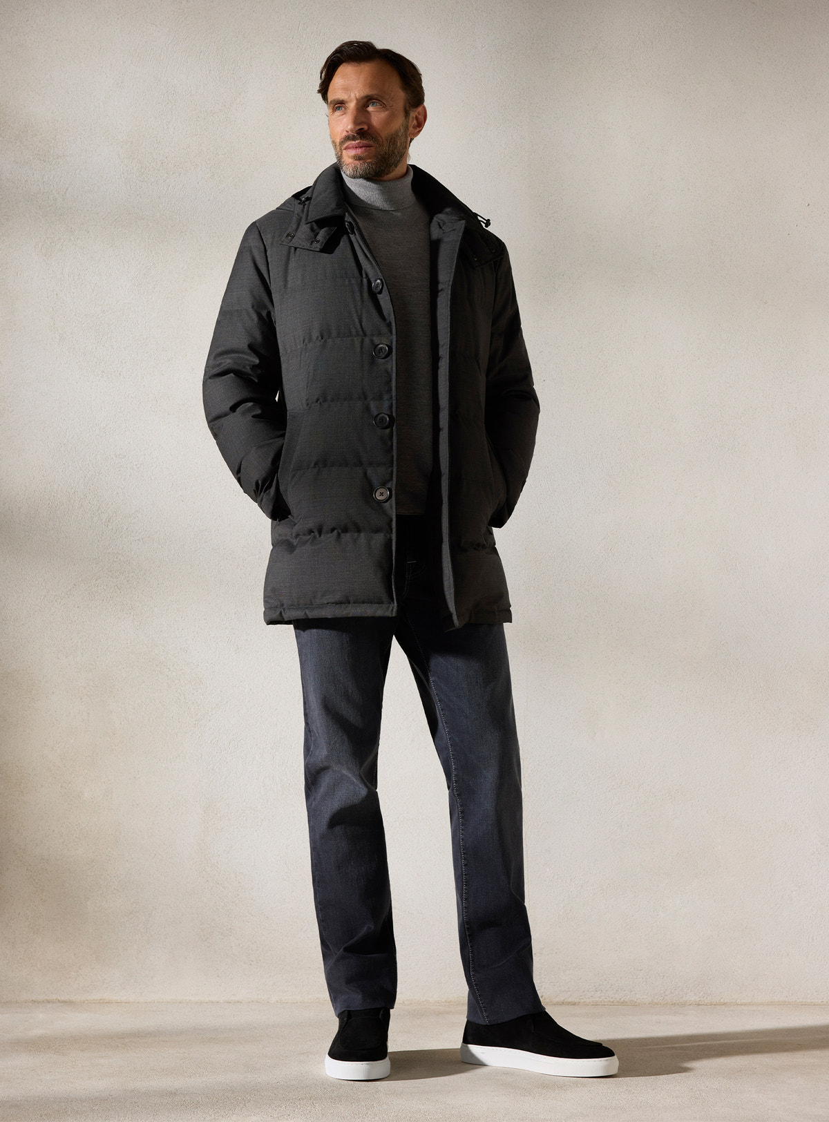 The Charcoal Quilted Coat