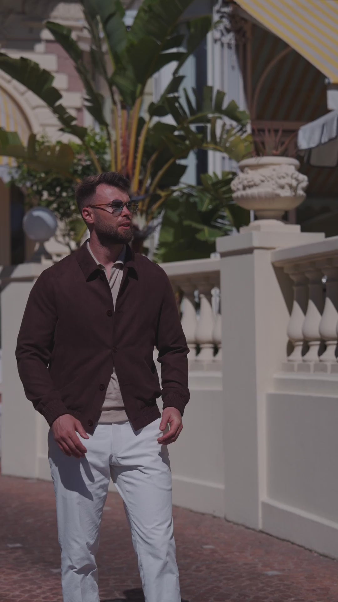 The Bomber Jacket Consiglieri Chocolate Brown — film editorial Pre-Fall