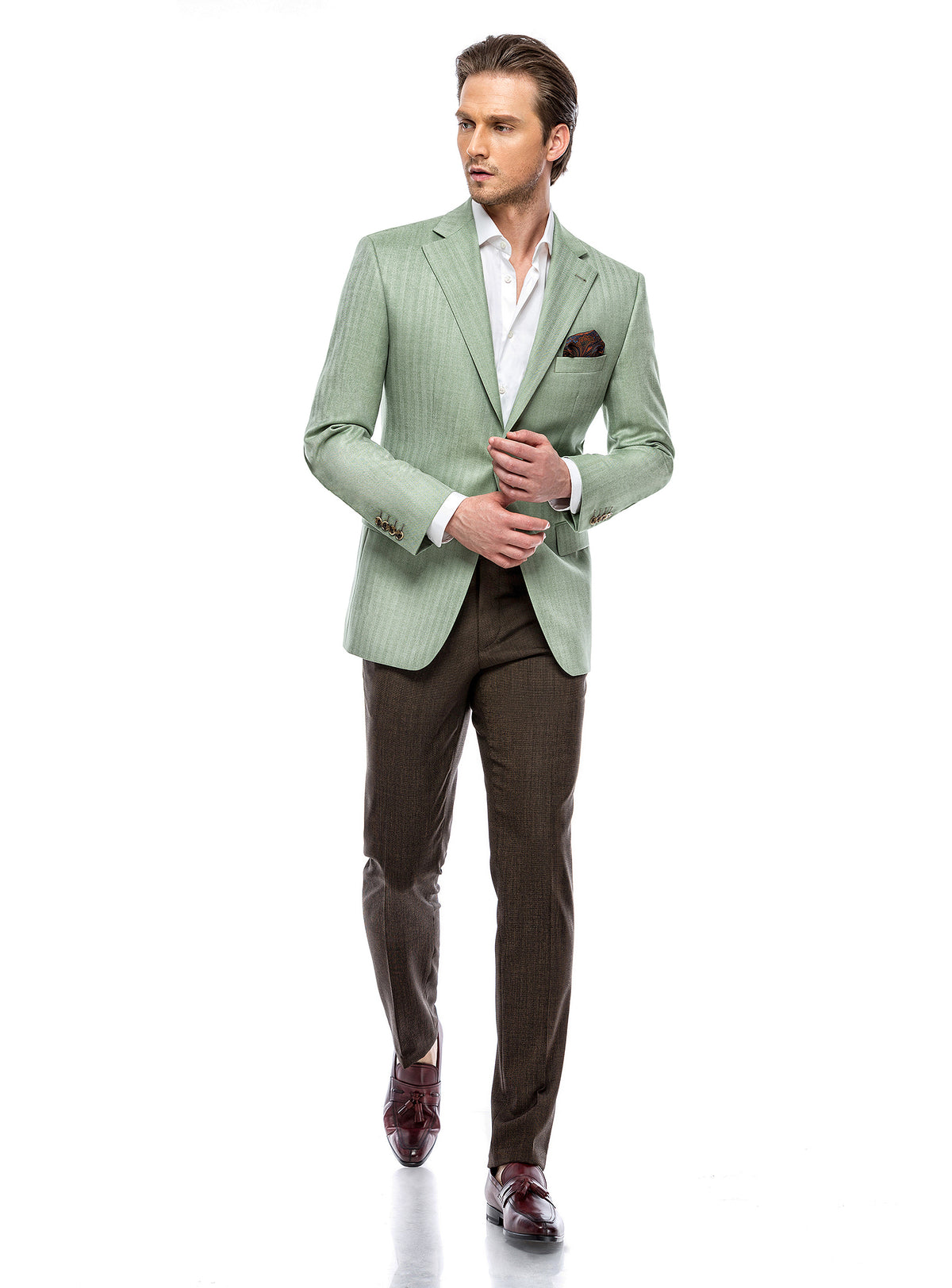 Sacou Chianti Consiglieri verde salvie cu pantaloni maro