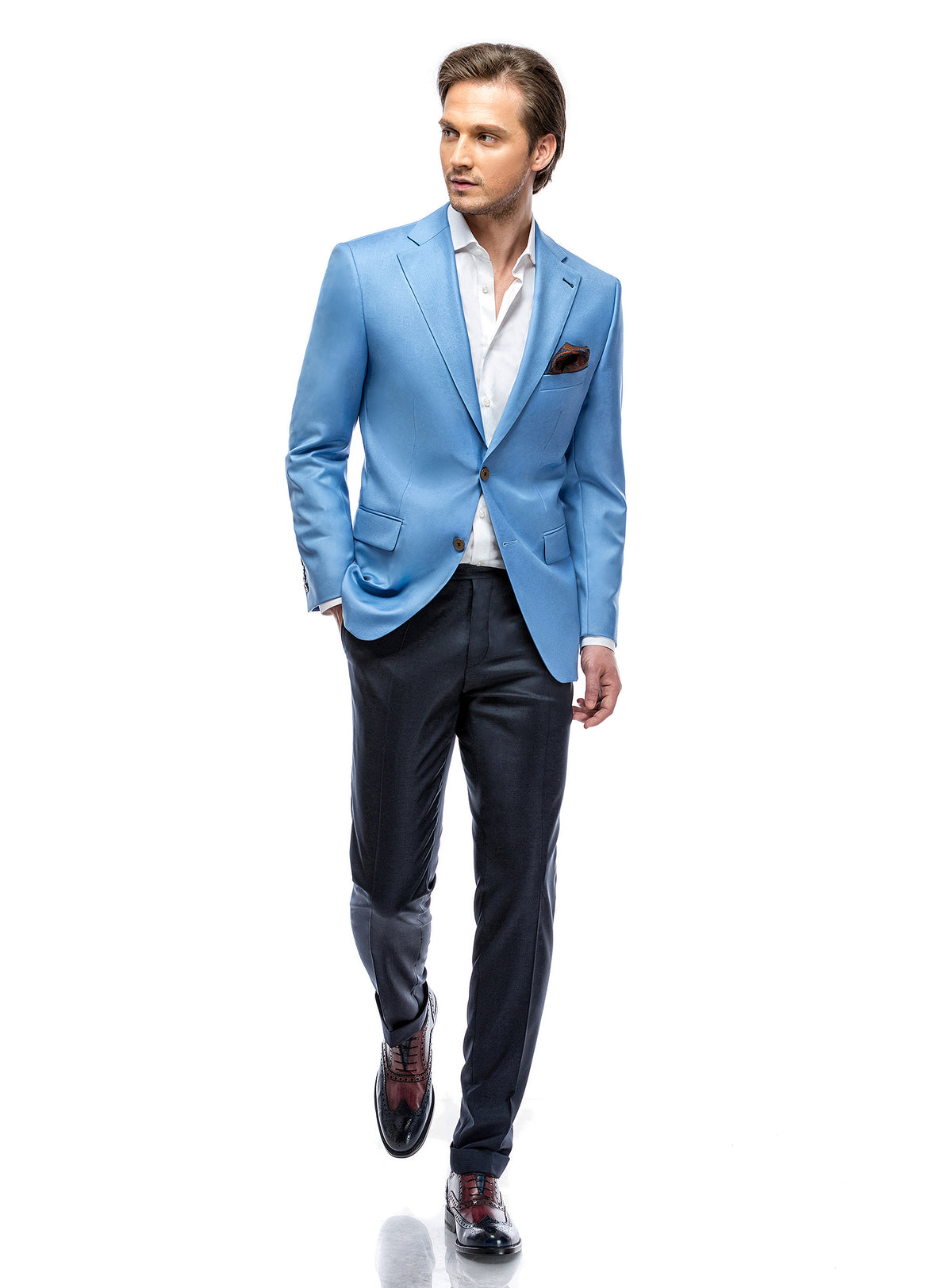 Sacou Amalfi Consiglieri albastru deschis cu pantaloni bleumarin